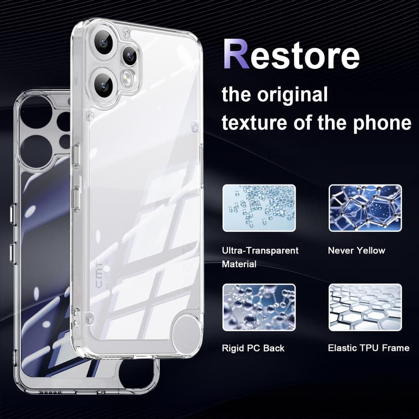 Liisooka Case for Nothing CMF Phone 2 Pro, Military Grade Drop Protection Phone Case, Yellowing Resistant, Anti-Scratch Hard PC Back, Shockproof Hard Ultra-Thin Protective Cover, Clear - 3