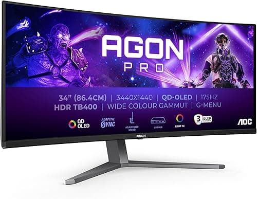 AOC Moniteur Incurvé, AG346UCDAM 34 Pouce 175Hz QD-OLED D…