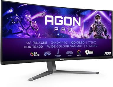 AOC Moniteur Incurvé, AG346UCDAM 34 Pouce 175Hz QD-OLED D…