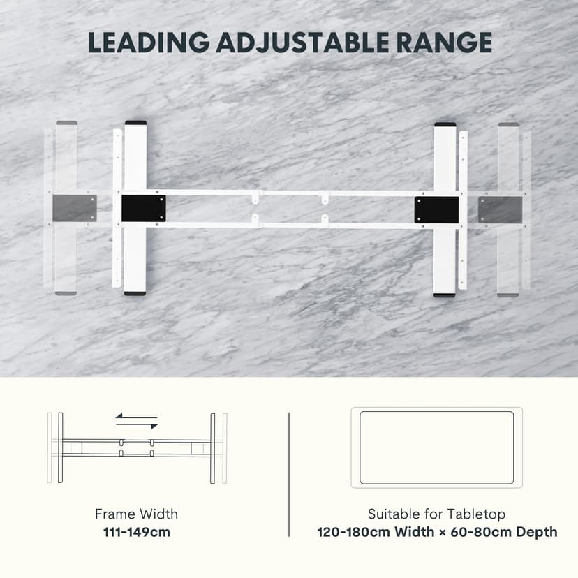 FLEXISPOT EC5B Electric Standing Desk with 3 Columns 2 Motors Height Adjustable Standing Desk Frame, Memory Control Panel, Load 100 kg, Black - 7