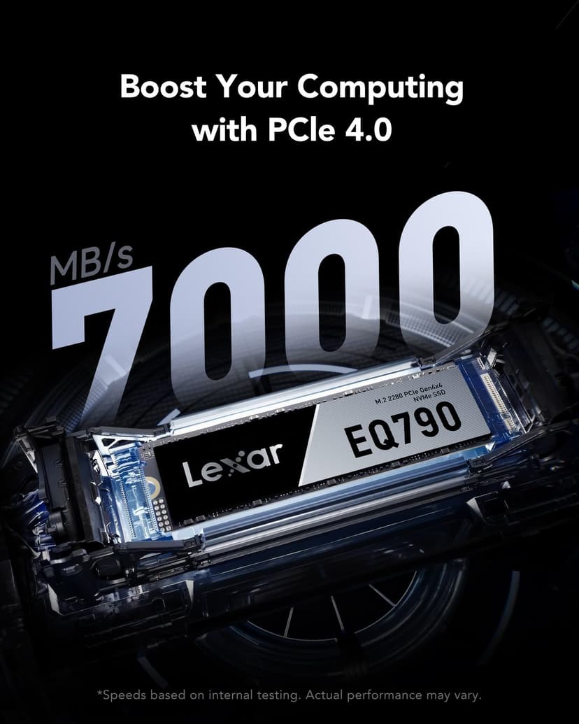 Lexar EQ790 4TB SSD, M.2 2280 PCIe Gen4x4 NVMe 1.4 Internal SSD, Up to 7,000MB/s Read, High-Performance Storage Internal Solid State Drive for AI Rendering, 4K Video Editing, PC & PS5 Gaming - 2
