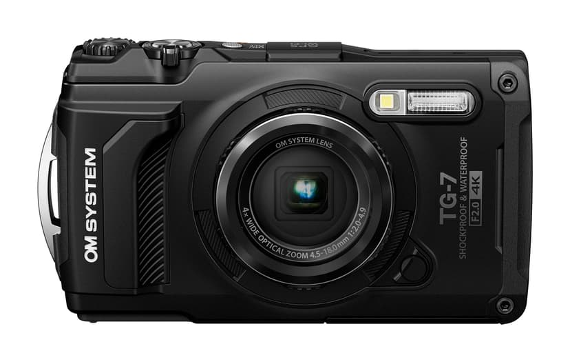 OM SYSTEM Tough TG-7 Black Digital Camera, 12MP, Waterproof, Shockproof, Underwater and Macro Shooting Modes, high speed image sensor, 4K Video, 4x-wide-angle zoom (successor Olympus TG-6) - 1