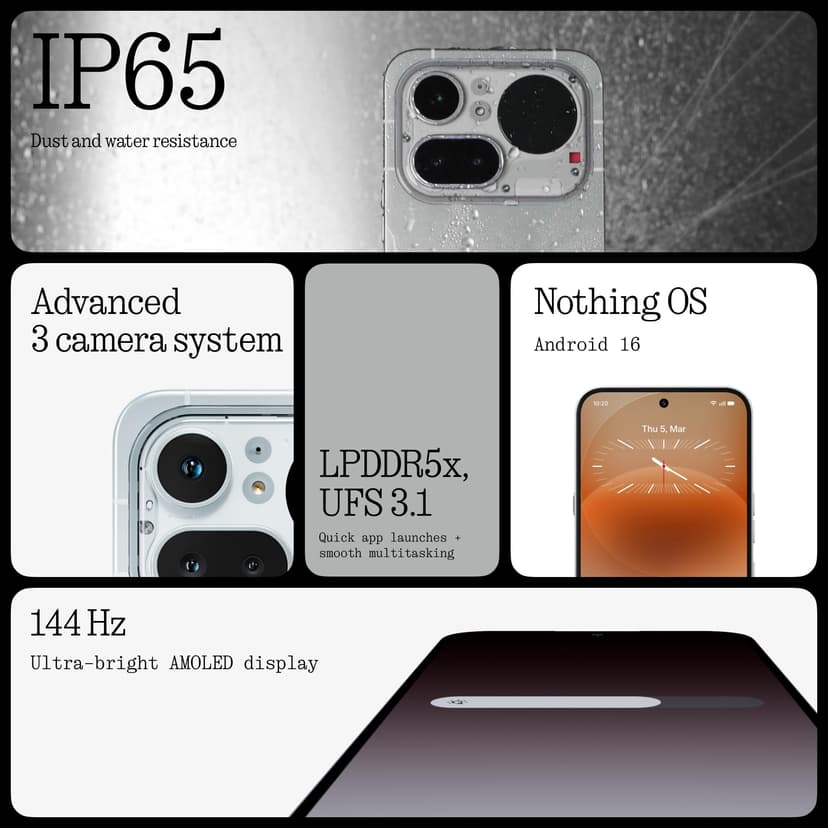 Nothing Phone (4a) Pro - 50 MP Triple Camera with Up To 140X ultra Zoom, Metal Unibody Smartphone, Long Lasting Battery and 50W Fast Charge, 144Hz AMOLED Display and Glyph Bar, 8GB + 128GB - Black - 4