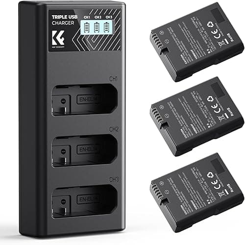 K&F CONCEPT 3 -Pack Batterie EN-EL14 et Chargeur LCD Amél…