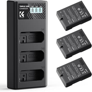 K&F CONCEPT 3 -Pack Batterie EN-EL14 et Chargeur LCD Amél…
