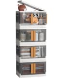 NETEL 4x 45L Empilable Boîte de Rangement avec Couvercle et Verrouillable Porte, Pliable Bac de Rangement Plastique avec Roulettes, Grande Caisse Rangement Organisateur pour Cuisine, Salon et Chambre - 1