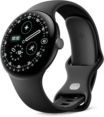 Google Pixel Watch 4 (45 mm) - Android smartwatch with Domed Display, Comprehensive Health and Fitness Tracking and Help from Gemini - Matte Black Aluminium Case - Obsidian Active Band - Wi-Fi