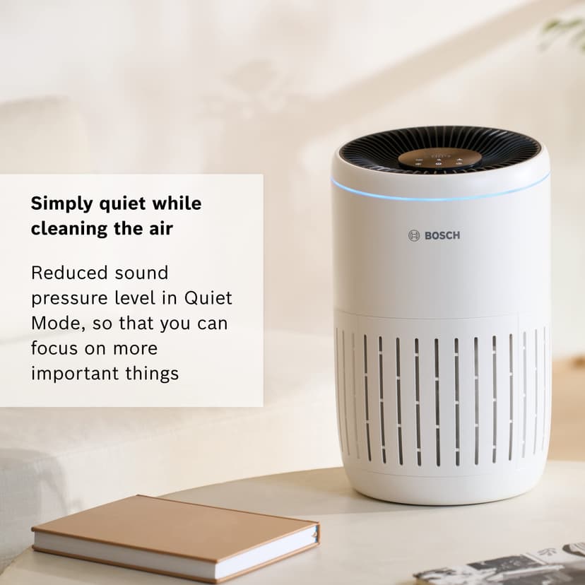 Bosch Air 2000 Air Purifier - Removes Pollutants, Includes Air Filter and Sleep Mode (< 25 dB(A)) - For Areas up to 37.5 m²- With Smart Sensor & Auto Mode - CADR: 180 m³/h - 4