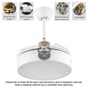 Ventilateur avec lumière LED 72 W Ventilateur invisible Ultra silencieux avec télécommande et pales rétractables Φ52 x H40 cm Décoration lumière froide/neutre/chaude intérieure Plafonnier éclairage - 6
