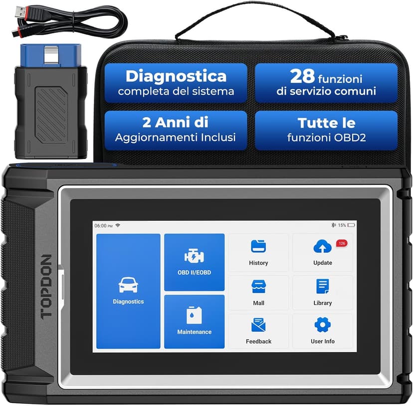 TOPDON ArtiDiag800 BT 2 Outil de Diagnostic de Voiture sans Fil OBD2 Scanner Bluetooth, Systèmes complets, 28 Fonctions de réinitialisation, Contrôle bidirectionnel, 2 Ans de mises à Jour gratuites - 1