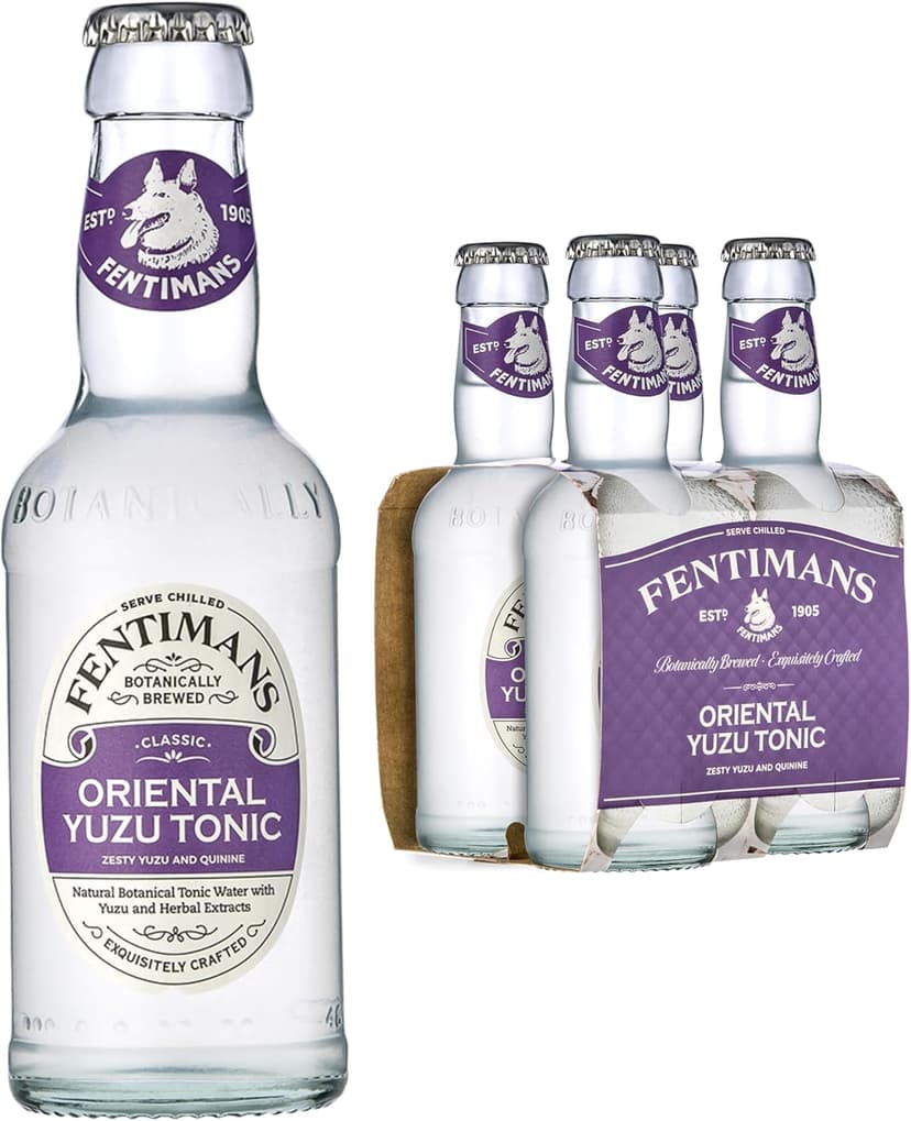 Fentimans Oriential Yuzu Tonic Water - Botanically Brewed Water - Infused with Yuzu Extracts and Herbal Undertones - Low Calorie, Gluten Free and Vegan Friendly Soft Drinks - 4 x 200 ml - 1