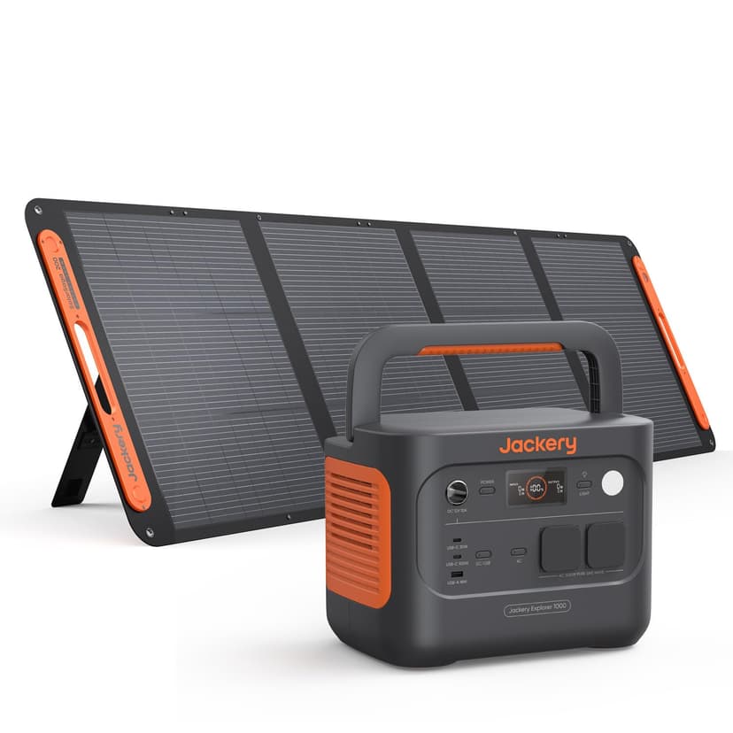 Jackery Explorer 1000 v2 Générateur Électrique Portable avec 200W Panneau Solaire, 1070Wh Batterie LFP, 1500W CA/100W USB-C Sortie, Charge Complète Rapide 1H via APP pour Plein Air,Camping-car,Urgence - 1