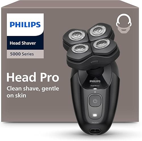 Philips Head Shaver Pro 5000 Series - Skull Shaver for Men and Women, 360° Flexing Head & ComfortCut Blades for Clean Shave, Gentle on Skin, Model HS5980/15