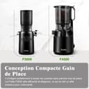 FRETTA Juice Extractor, Cold Juicer with 108 mm for Whole Fruits and Vegetables, 1.0 L, 200 W Juice Extractor with Double Filter, Easy to Clean, BPA-Free, Black - 5