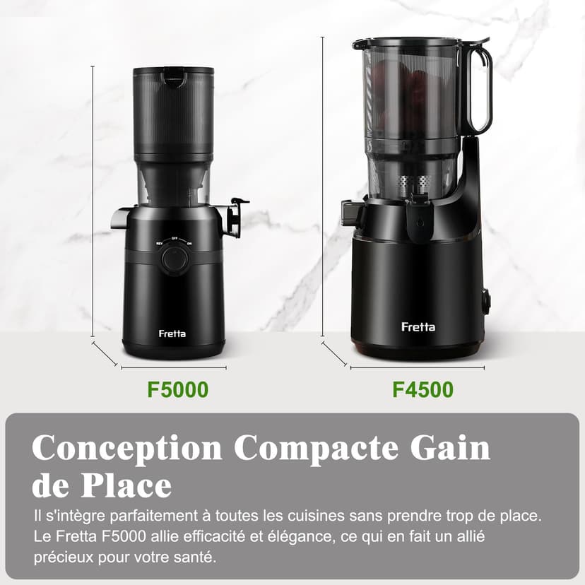 FRETTA Juice Extractor, Cold Juicer with 108 mm for Whole Fruits and Vegetables, 1.0 L, 200 W Juice Extractor with Double Filter, Easy to Clean, BPA-Free, Black - 5