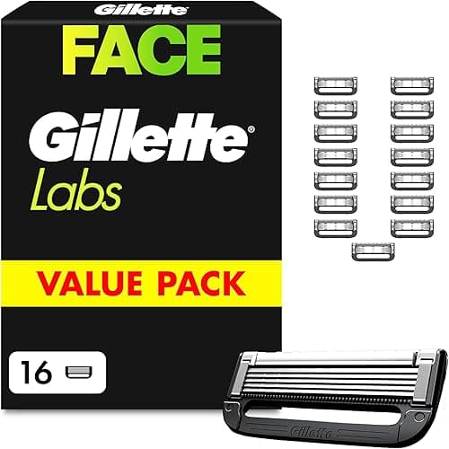 Gillette Labs Razor Blades Men, Pack of 16 Refills, Compatible with GilletteLabs with Exfoliating Bar and Heated Razor, Mens Shaving Blades