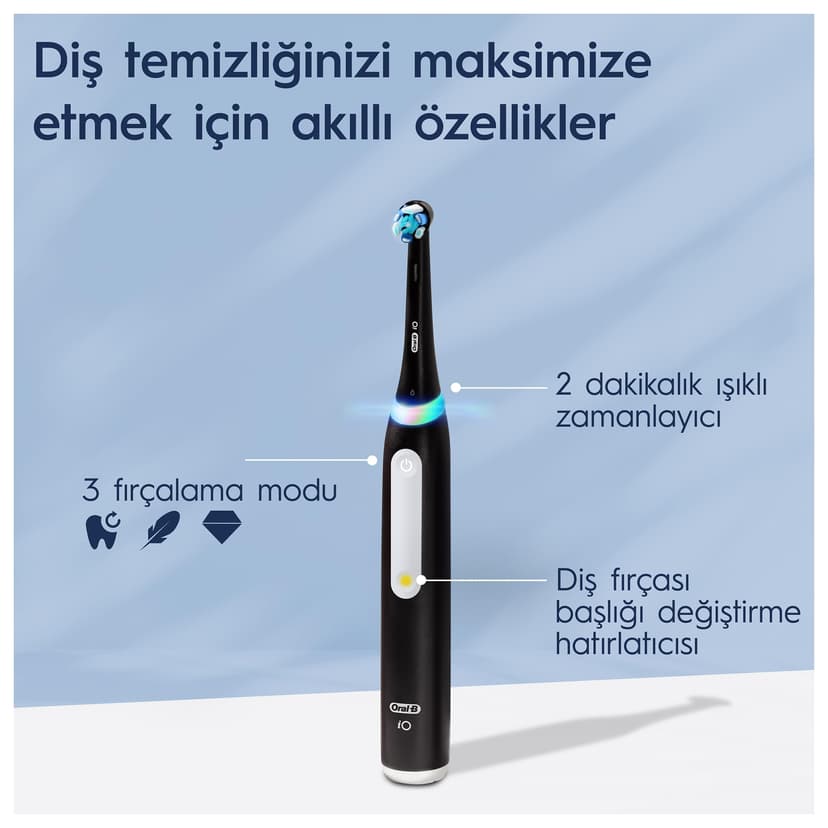 Oral-B iO Series 3 Electric Toothbrush, Includes 3 Brush Heads Travel Case, 3 Cleaning Modes for Dental Care, Electric Toothbrush, Designed by Brown, Black - 7