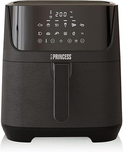 Princess Friteuse à Air Digitale 6,5 L avec Séparateur Amovible, 12 Programmes, Écran Tactile, Jusqu’à 60% d’Économie d’Énergie, Sans Huile, pour 1,5 kg Frites, Noire, 182061