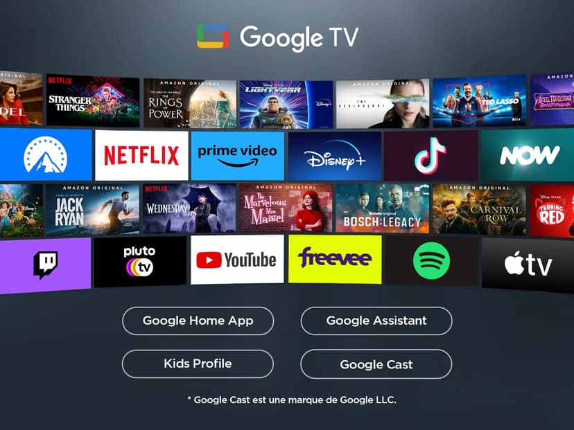 TCL 43V6C TV 43" 4K UHD Smart LED TV, 4K HDR, Google TV avec design sans bords (Dolby Audio, Motion Clarity, compatible avec Google Assistant et Alexa) - 8