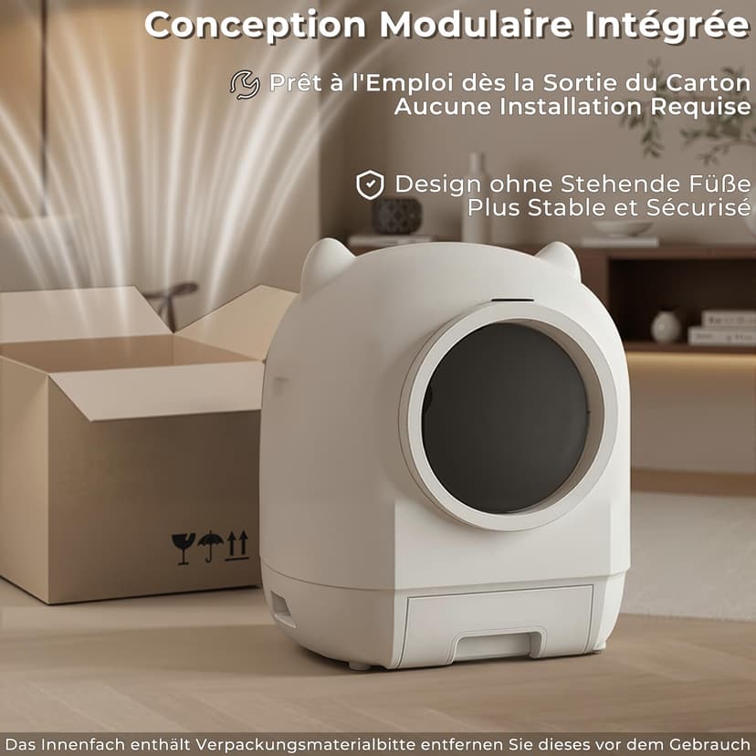 Devoko 90L Self cleaning cat litter tray,APP Control,6 safety sensors,Easy Clean litter robot,Extra Large litter boxes for Multiple Cats,Anti-pinch Smart Robot,Automatic cat litter tray for Multi-Cats - 4