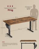 SONGMICS Bureau Électrique Réglable en Hauteur, 180 x 80 cm, Table Assis-Debout, Fonction Mémoire 4 Hauteurs, pour Bureau, Télétravail, Marron Rustique LSD138K01 - 5