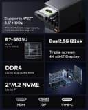 AOOSTAR Ryzen 7 5825U 4-Bay Mini PC NAS, No RAM Without SSD, Desktop NAS 2 M.2 NVMe Slots, 4x2.5/3.5" SATA Storage(up to 4x22TB), No Hard Drive, Only 4 Drive Bays, No OS - 2