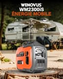 WENOVUS Electrogene Silent Inverter 1900W Gasoline Generator Group Portable Electric 4 Stroke 2 USB LED Display 3-in-1 and 2 Outlets 230V, Light Electrogene Set For Caravans, Gar - 2