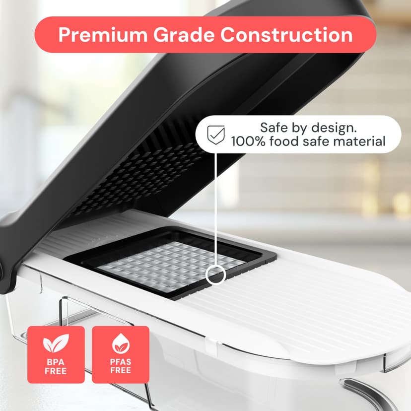 Fullstar Vegetable Chopper & Mandoline Slicer - Julienne Cutter Dicer Grater for Food Veg Onion Cucumber Tomato Salad Potato Cheese - Kitchen Gadgets & Accessories (Compact 6-in-1, White) - 5