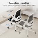 Hbada Office Chair Desk Chair Flip-up Armrest Ergonomic Task Chair Compact 120° Locking 360° Rotation Seat Surface Lift Reinforced Nylon Resin Base, White - 5