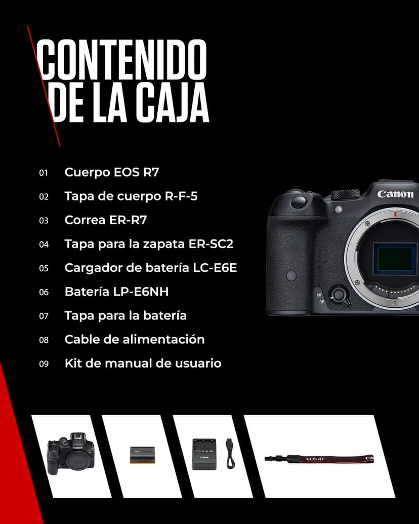 Canon EOS R7 (Boîtier) - Appareil Photo Hybride - Capteur APS-C 32,5 MP, Autofocus CMOS Dual Pixel II - Appareil Photo Numérique 4K 60p, Prise de Vue en Continu Jusqu’à 15 ips - Bluetooth, Wi-Fi, WLAN - 7