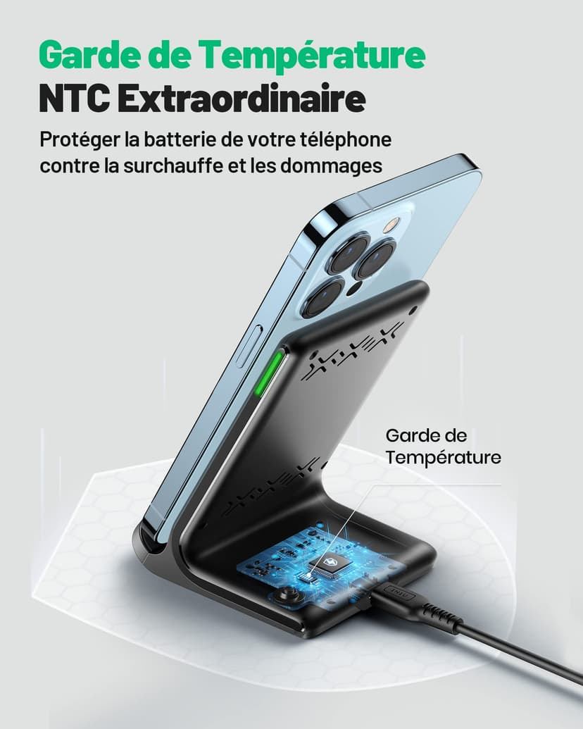 INIU fast Wireless Charger, Qi Certified Wireless Charging Stand with QC3.0 Adapter USB Charger - 4