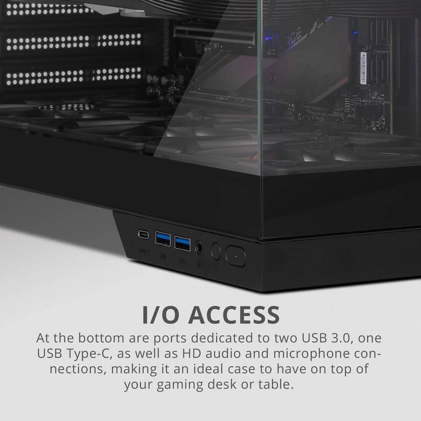 NOX XTREME PRODUCTS Hummer Astra NEO Black - Semitower ATX | M-ATX | ITX, Panoramic Glass without Frame, Space for 9 Fans, Graphics Cards up to 400 mm, USB-C and USB 3.0, Black - 2