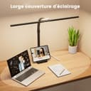 Double Head Desk Lamp LED Dimmable 24 W 80 cm Clampable Daylight Lamp Gooseneck Office Table Lamp Eye Protection Workplace Light Monitor Lamp Desktop Base with Mobile Phone Holder, Black - 3