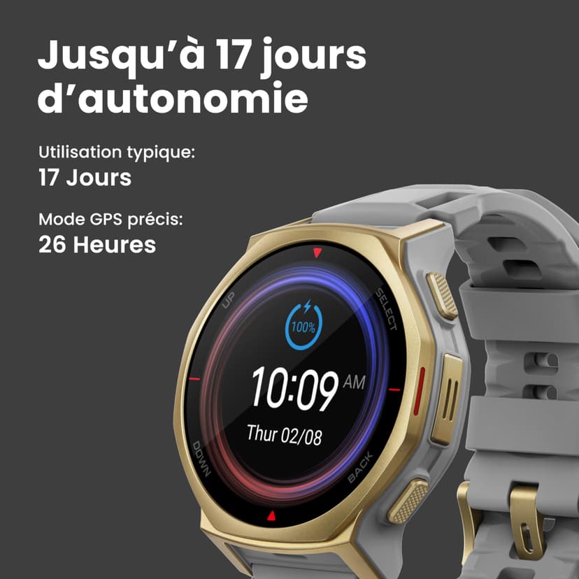 Amazfit T-Rex 3 Pro Montre Connectée Outdoor 44mm – Écran AMOLED Saphir, Flashlight, Lunette Titane, GPS, Cartes Hors Ligne, 17 Jours Autonomie, 180+ Modes Sport, Smartwatch pour Android iPhone - 4