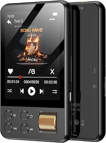 AGXOV 128GB Bluetooth MP3 Player, MP3 Music Player with Headphones, Dictaphone, HiFi Sound, 2.4 Inch Color Screen, Ideal for Sports, Black