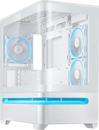 ASUS Prime AP202 ARGB Coque mATX Blanche avec Verre incurvé entièrement trempé, Prend en Charge Les Cartes Graphiques jusqu'à 420 mm de Long, radiateurs de 360 mm de Long, Rail Facile à détacher