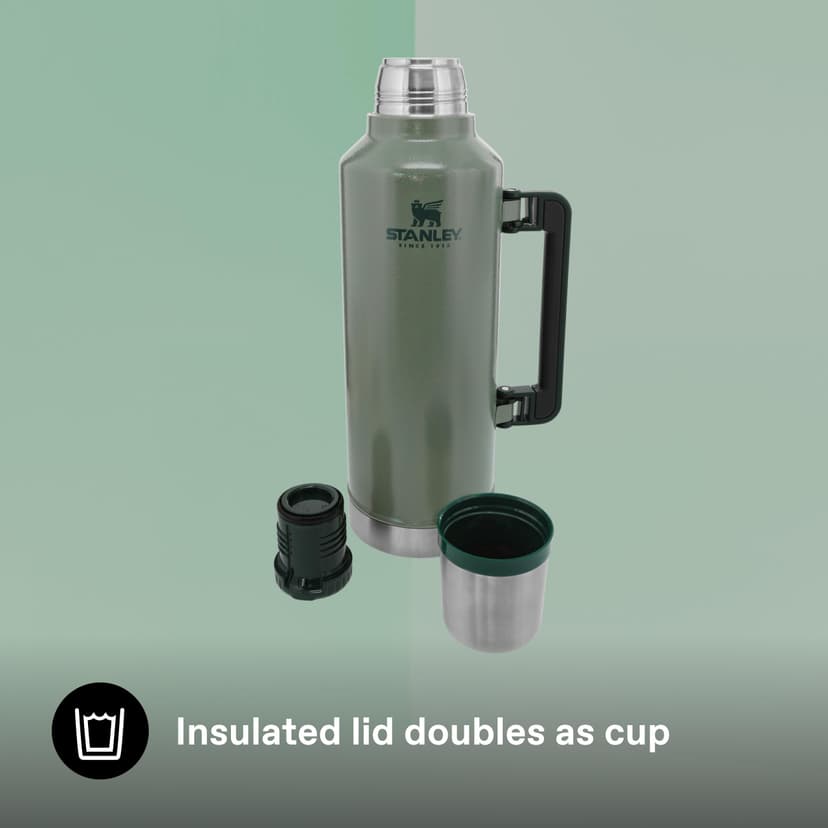 Stanley 1913 Classic Legendary Thermal Flask 2.3L - Keeps Hot Or Cold for 48 Hours - BPA-Free Insulated Bottle - Stainless Steel Coffee Flask - Leakproof - Dishwasher Safe - Green - 6