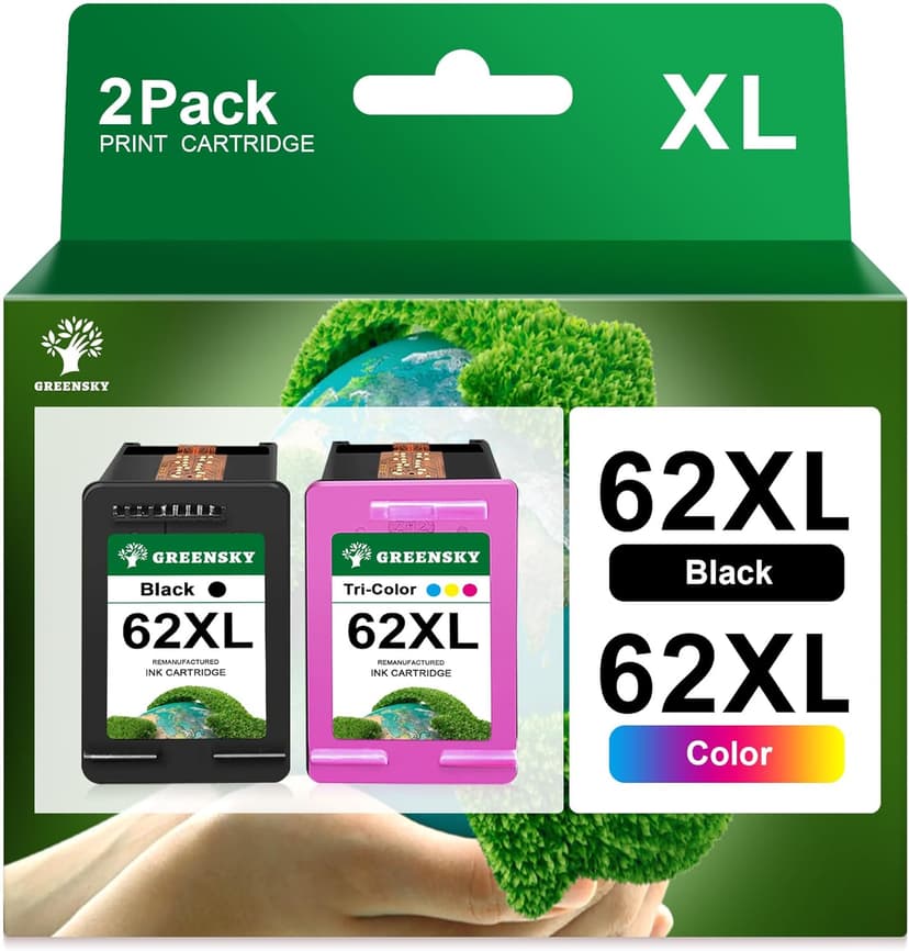 GREENSKY 62XL Ink Cartridges Replacement for HP62 HP 62XL… - 1