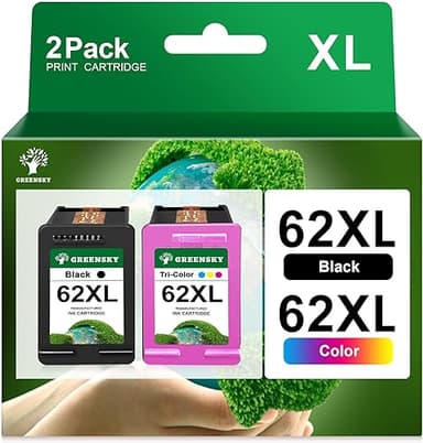 GREENSKY 62XL Ink Cartridges Replacement for HP62 HP 62XL…