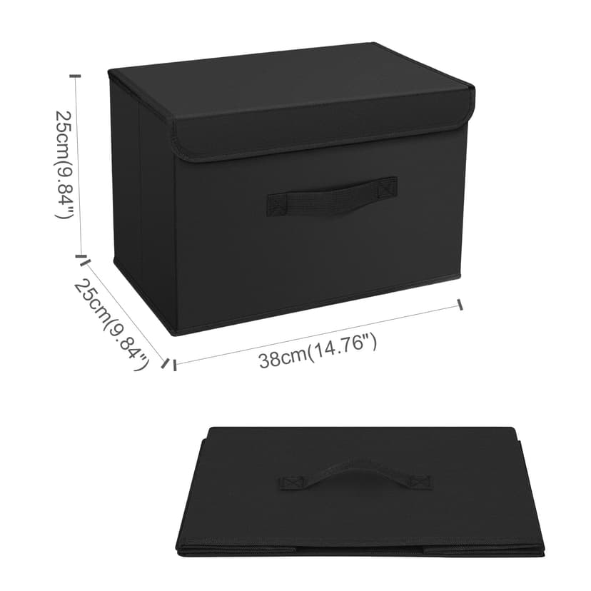 DIMJ Lot de 4 boîtes de rangement pliables avec couvercles, bacs de rangement pliables avec poignée, panier de rangement en tissu pour vêtements, jouets, livres - 2