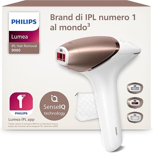 Philips Lumea série 9000, Épilateur à lumière pulsée, alternative à l'épilation laser, technologie SenseIQ, 3 accessoires pour corps, visage et zones de précision, usage avec ou sans fil, BRI955/00