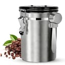 BUCOMTU 1,8 L Boîte à Café Hermétique en Acier Inoxydable avec Cuillère à Mesurer, Boîte à Conservation Hermétique, pour Café en Grains, Café Moulu, Noix, Sucre, Céréales - 1