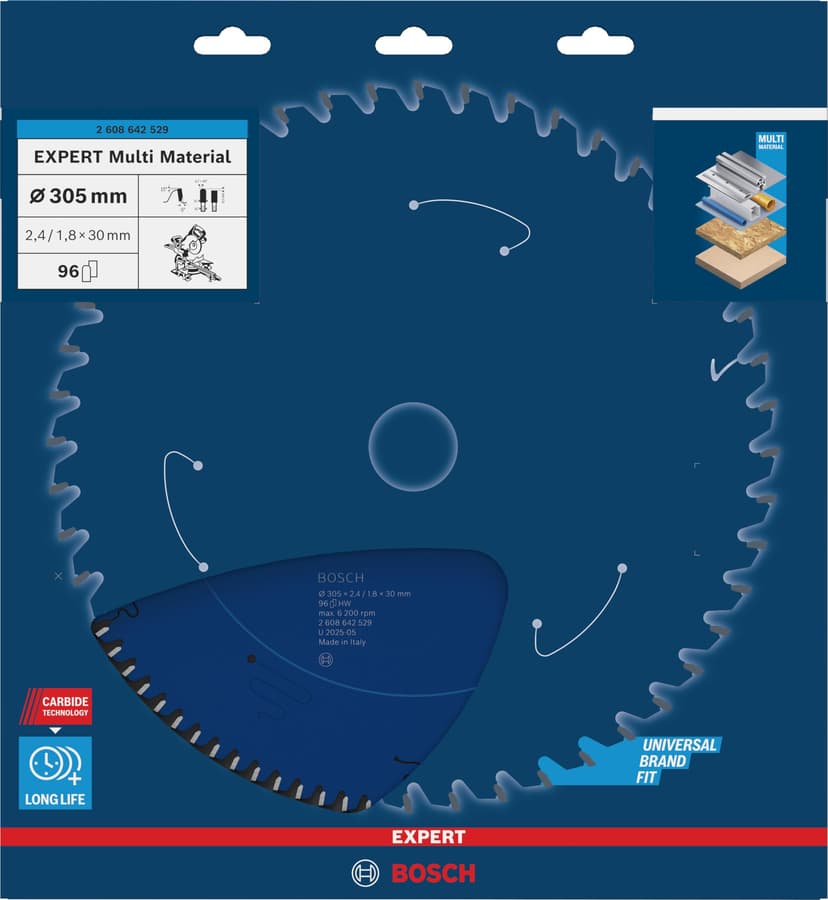Bosch 1x Expert Multi Material Corded Circular Saw Blade for Mitre Saw (for Aluminium, Plastics, Ø mm, Professional Accessory Mitre Corded Circular Saw) - 2