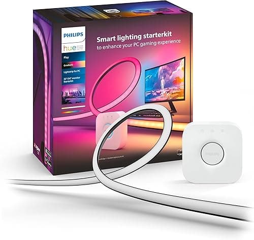 Philips Hue Play Gradient PC Lightstrip Starter Kit Including Hue Bridge [for 32-34 Inch Screens] LED Smart Lighting. Sync for Entertainment, Gaming and Media.