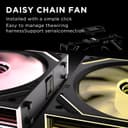 Jungle Leopard Interstellar-V2 Daisy Chain RGB PC Ventilateur 120MM 3er Pack,1850RPM/68CFM/2.4mmH2O/24LEDs,5V3PIN ARGB und 12V4PIN PWM Ventilateur (3, Black, 120MM-Reverse) - 4