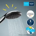 GROHE Vitalio Start 110, Ensemble de Douche avec Douchette Ronde 1 jet, Support de Douche Mural Universel, Flexible 1,75m, Economie d'Eau, A coller avec GROHE QuickGlue ou à visser, Chromé, 27944001 - 2