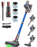 Cordless Vacuum Cleaner 50 Mins/40 KPA/450 W, Battery Vacuum Cleaner with Geen LED, Wireless Vacuum Cleaner with Upgraded Floor Brush, Vacuum Cleaner Battery for Pet Hair, Blue - 1