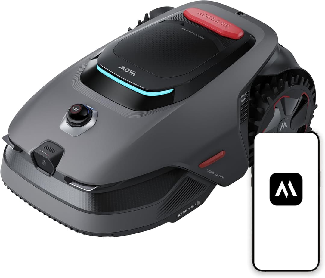 MOVA LiDAX Ultra 1600 Robotic Lawnmower, RTK Free & Automatic Mapping with 360° 3D LiDAR & AI Image Recognition, Mowing up to 5 cm from the Edge, Pet Friendly Modes, U-Shaped Efficiency