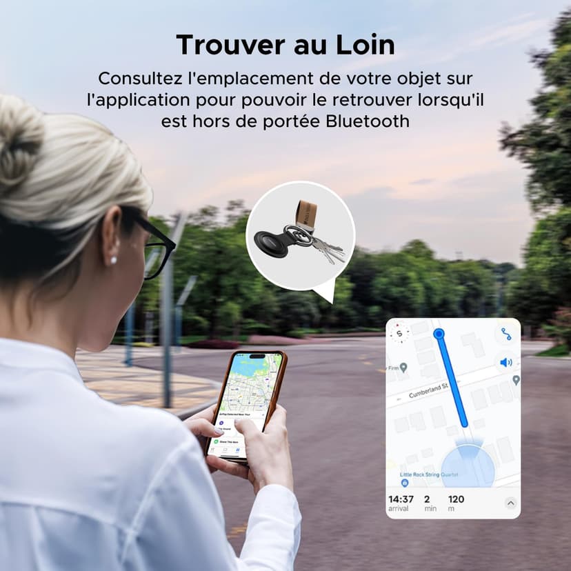 UGREEN FineTrack Mini 2 Pcak Compatible with Apple Find My (iOS only), Tracker Tag with 18-Month Replaceable Battery, 80dB Volume, Bluetooth Finder for Keys, Wallet, Luggage (Includes 2 Tag Holders) - 5
