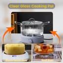 4.5L Glass Cooking Pot with Lid - Heat-Resistant Borosilicate Simmer Pot Soup Pot Transparent Saucepan Stockpot Double Handles for Pasta Noodle Soup Milk Tea and Salad - 3